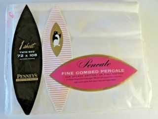 Vintage Jc Penney Percale Flat Sheet Twin Bed 72x108 Package 2301