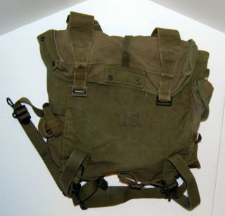 Vtg Orig Wwii Us Army Military M - 1945 Combat Canvas Field Pack Rubber Liner