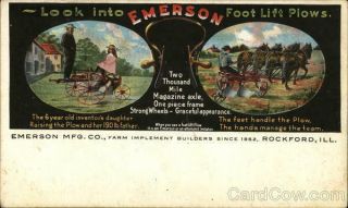 Rockford,  Il Emerson Mfg.  Co,  Farm Implement Builders Since 1852 Advertising