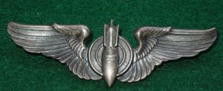 Wwii Us Army Air Force Sterling 3 " Bombardier Wings Usaaf Full Sized Clutch Back