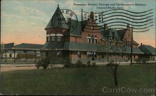 1913 Council Bluffs,  Ia Passenger Station,  Chicago And Northwestern Railway Iowa
