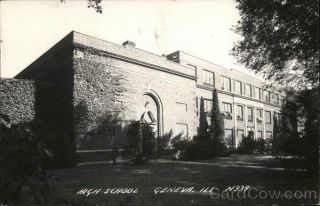 1953 Rppc Geneva,  Il High School Kane County Illinois The L.  L.  Cook Company