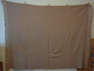 Vintage Pair Beige Tan 100 Virgin Wool Blankets St Mary Fieldcrest Mills 88x68 "