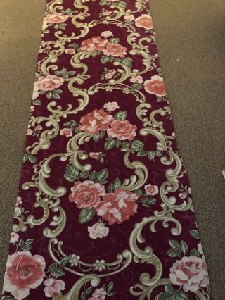 Vintage 40’s Floral Burgundy Pink Red Tan Swirl Cotton Fabric 17”x102”