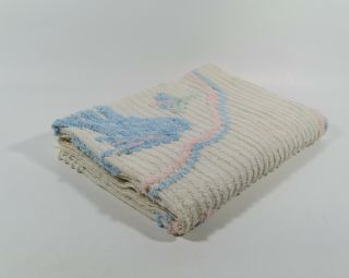 Vintage Baby White Tufted Chenille Bunny Rabbit Crib Blanket Bedspread 43 " X 64
