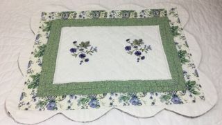 Patchwork Quilt Wall Hanging,  Flower Embroidery,  Floral Prints,  Green,  Lavender