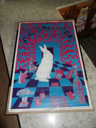 Rare 1960s White Rabbit Keep Your Head Dayglow Blacklight Orbit Poster