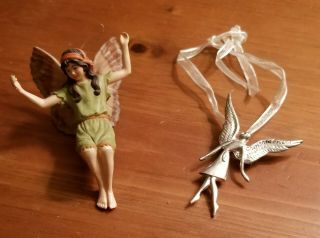 Flower Fairies Cicely Mary Barker Ornament And Silvertone Fairy/pin.