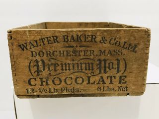 Antique Walter Baker Chocolate Wood Box Paris Exposition 1900 Dorchester Mass