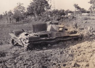 Wwii Snapshot Photo Ko Japanese Type 97 Chi - Ha Tank 1944 Saipan Pto 1