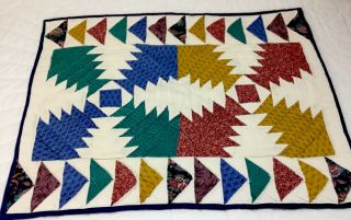Patchwork Country Quilt Wall Hanging,  Log Cabin,  Floral Calicos,  Vivid Colors
