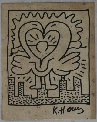 Ink Drawing Signed Keith Haring