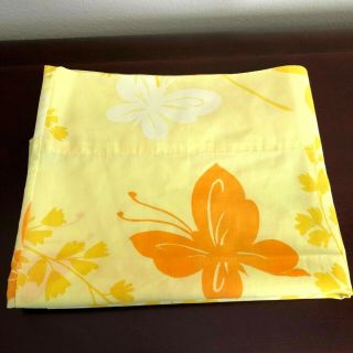 Vintage Standard Pillow Case Set Of 2 Butterfly With Flowers Yellow
