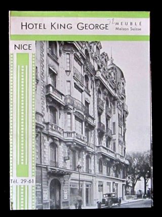 Brochure Hotel King Georges Meublé Maison Suisse à Années 1930 Vintage