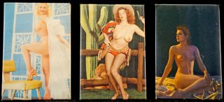 Vintage Celluloid Nude Pin Up Girls Model Risque Pocket Mirror 3x2 Set Of 3