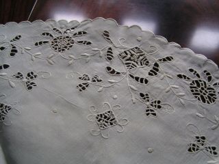 Vintage Large White Doily 29  Cut Work,  Needle Lace & Embroidery