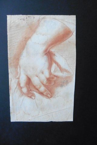 Italian - Bolognese School 17thc - Study Of A Hand - Red Chalk Drawing