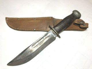 Wwii Vintage Us Military Fghting Knife Pal Rh - 36 Knife With Leather Sheath.