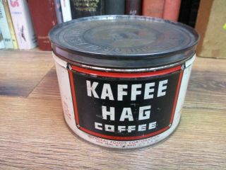 Kaffee Hag Coffee Can 1 Lb Store Tin Vintage Usa Packed General Foods N J
