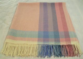 Vintage Kennebunk Weavers Iceland Pastel 100 Wool Throw Blanket/shawl 54 " X 57 "