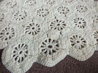 Handmade Crocheted Doily Table Linen Cream Yarn 15 x 12 