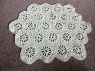 Handmade Crocheted Doily Table Linen Cream Yarn 15 x 12 