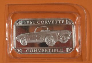 1961 Corvette 1 Oz Pure Silver Bar - Official Gm Licensed