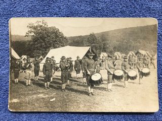 Wwi Us Army Soldiers Drum Bugle Band Formation Rppc Real Photo Postcard