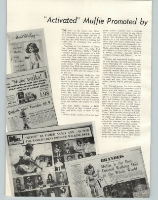 1954 Paper Ad 2 Pg Article Nancy Ann Storybook Dolls Muffie Walking Doll