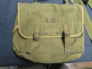 WWII US ARMY M1936 MUSETTE BAG - - DATED 1945 - W/ SHOULDER STRAP 2