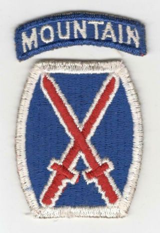 Vhtf 1st Design Ww 2 Us Army 10th Mountain Division Patch & Tab Inv P769