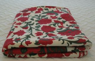 Large and VERA Vintage Tablecloth CHRISTMAS Bright Red Flowers 2