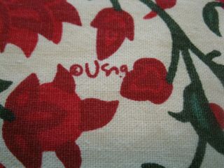 Large and VERA Vintage Tablecloth CHRISTMAS Bright Red Flowers 3