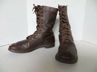Us Army 11 Eyelet Brown Leather Combat Boot Sz 10.  5 R