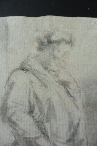 FRENCH SCHOOL 18thC - FIGURE STUDY ATTR.  NATOIRE - CHARCOAL - RED CHALK DRAWING 2