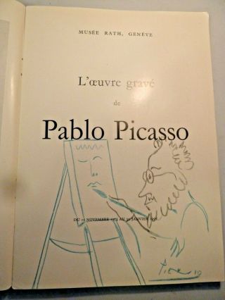 , Signed Pablo Picasso Drawing In Book " L 