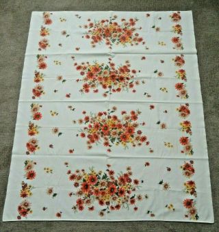Vintage 52 " X 63 " Autumn Color Floral Tablecloth