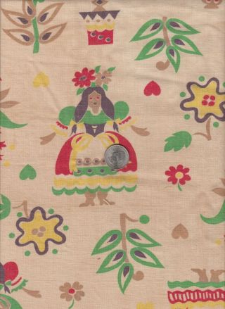 Vintage Feedsack Red Green Novelty Feed Sack Quilt Sewing Fabric 48 " X 10 " (2)