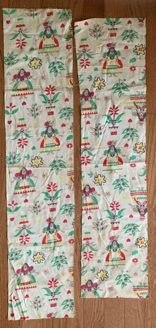 Vintage Feedsack Red Green Novelty Feed Sack Quilt Sewing Fabric 48 