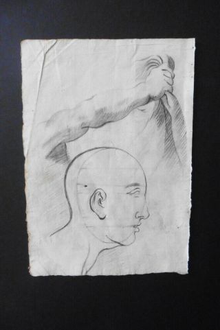 French School 18thc - Figure Study - Study Arm And Foot - Fine Charcoal Drawing