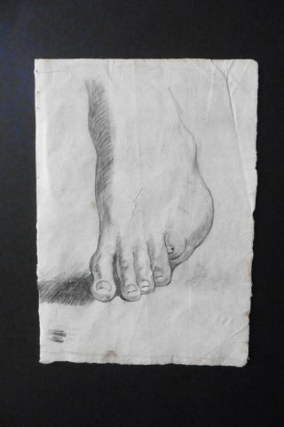 FRENCH SCHOOL 18thC - FIGURE STUDY - STUDY ARM AND FOOT - FINE CHARCOAL DRAWING 2