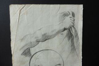 FRENCH SCHOOL 18thC - FIGURE STUDY - STUDY ARM AND FOOT - FINE CHARCOAL DRAWING 3