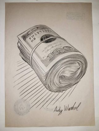 Unique Andy Warhol 100 Dollar Bills Hand Drawn And Signed