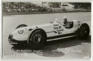 1952 Chet Miller,  Race Car Driver,  Indy 500,  Photo Postcard,  History