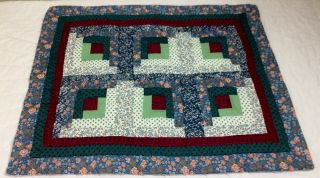 Patchwork Country Quilt Wall Hanging,  Log Cabin,  Floral Calico Prints,  Multi