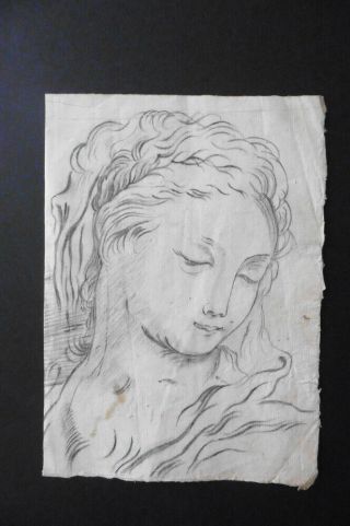 FRENCH SCHOOL 18thC - FIGURE STUDY AND PORTRAIT WOMAN - FINE CHARCOAL DRAWING 2