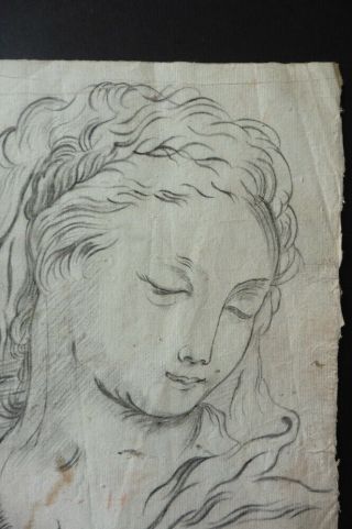 FRENCH SCHOOL 18thC - FIGURE STUDY AND PORTRAIT WOMAN - FINE CHARCOAL DRAWING 3