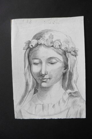 French School Ca.  1800 - Portrait Young Woman - Charcoal Drawing