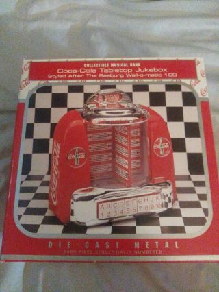 Vtg 1996 Nib Coke Coca Cola Collectible Tabletop Jukebox Machine Musical Bank