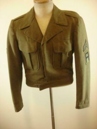 Mens 36r Wwii Us Army Green Usa Field Wool Uniform Jacket Ike,  Patches